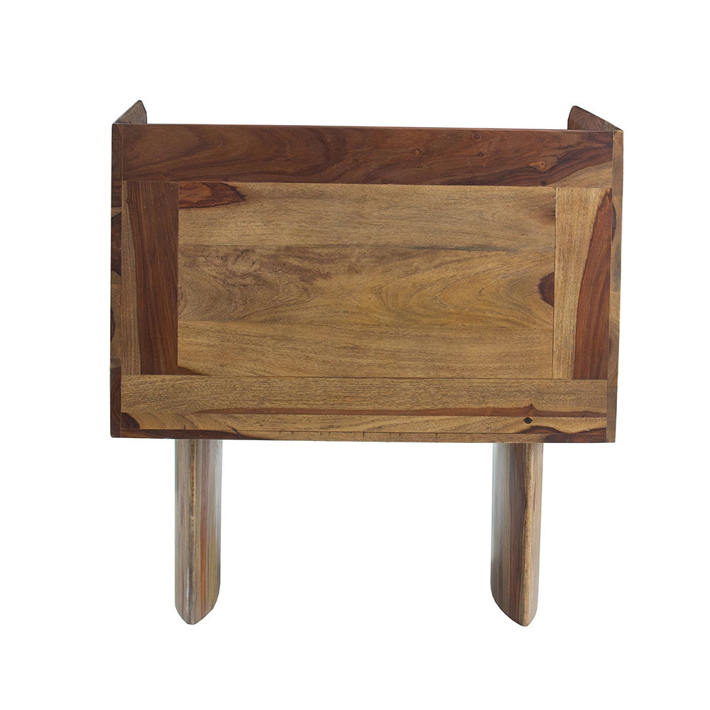 Wooden Arm Chair with Panel-Style Legs - Brown