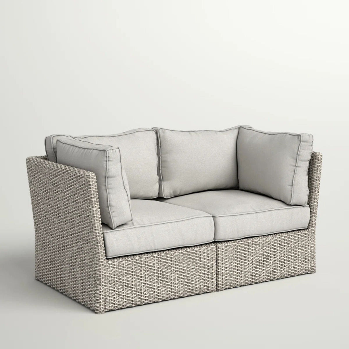 Modern Patio Wicker Loveseat with Cushions - Dark Brown or Gray