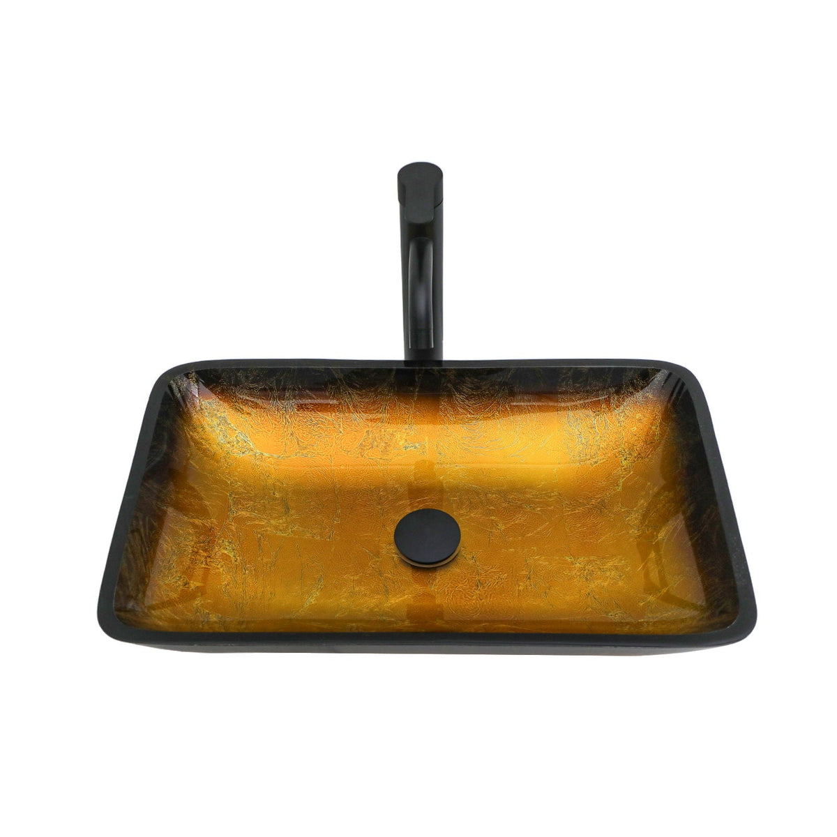 Gradient Tempered Glass Vessel Sink with Pop-Up Drain - Gold or Blue