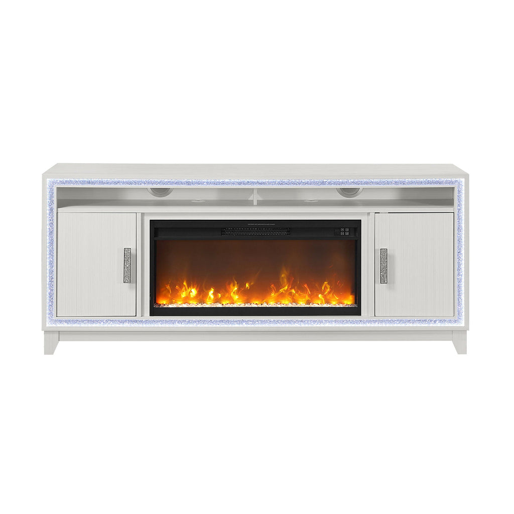 Fireplace TV Stand with Adjustable Temperature and LED Options - Dark Gray or White