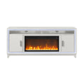 Fireplace TV Stand with Adjustable Temperature and LED Options - Dark Gray or White