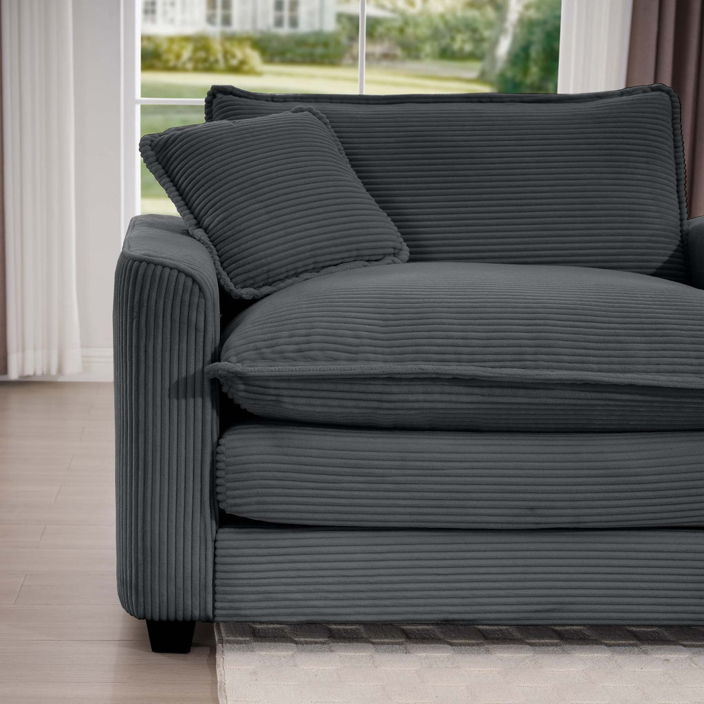 Modern Comfortable Single Chair & Ottoman with Deep Seat - Multiple Colors