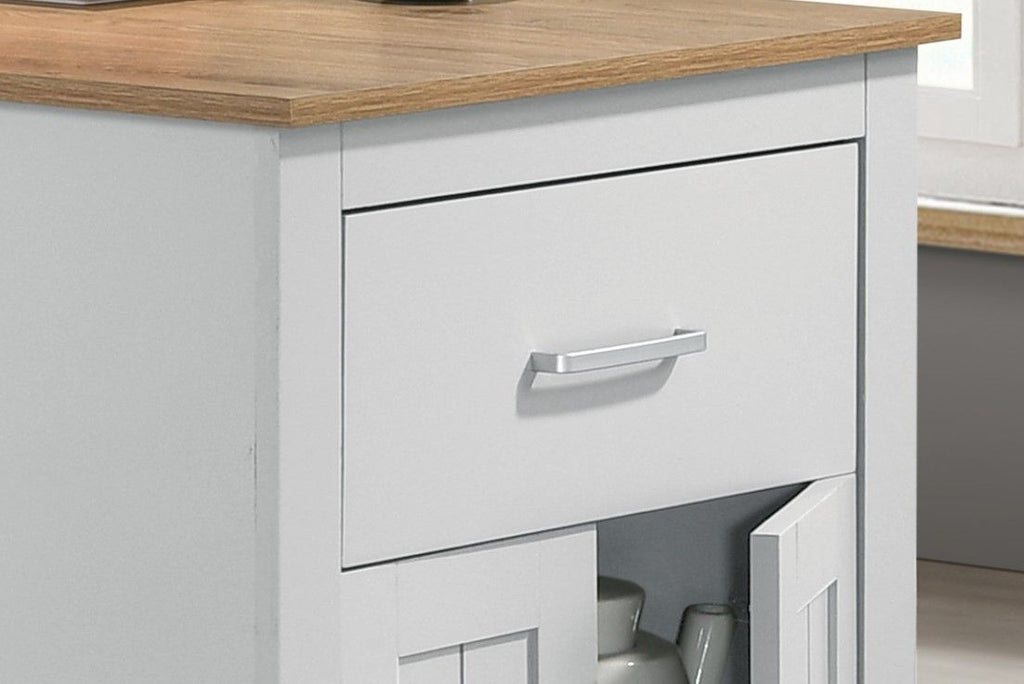 Small Space Counter Height Dining Table with Cabinet and 2 Stools - Gray or Light Brown
