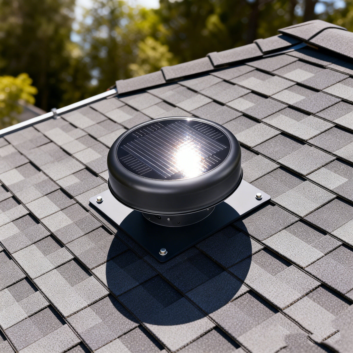 12" Flush Mount Round Solar Roof Vent Fan with 30W Dual Power - Black or White