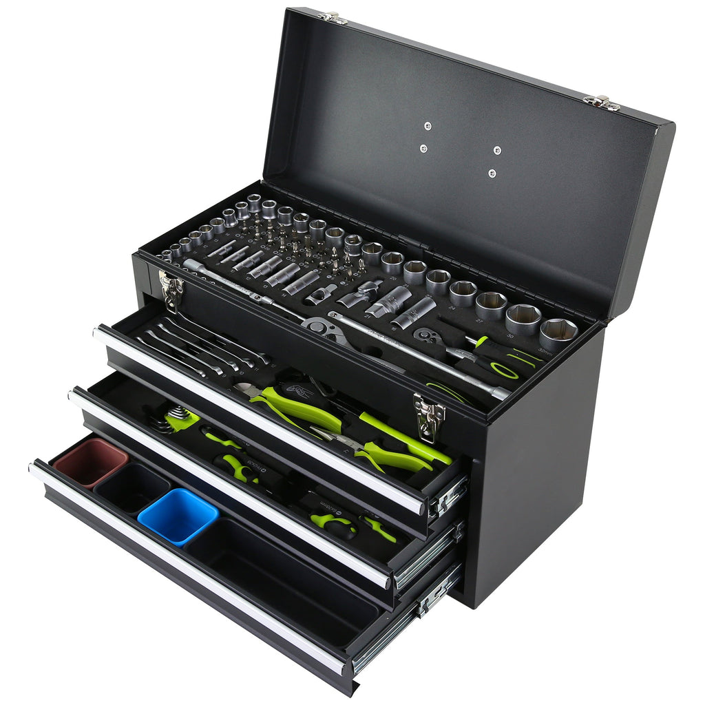 465-Piece Mechanics Tool Set with 3-Drawer Metal Box - Black & Blue