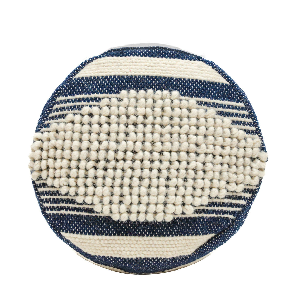 Handcrafted Cylindrical Pouf with Wool Upholstery - Dark Green, Black or Blue