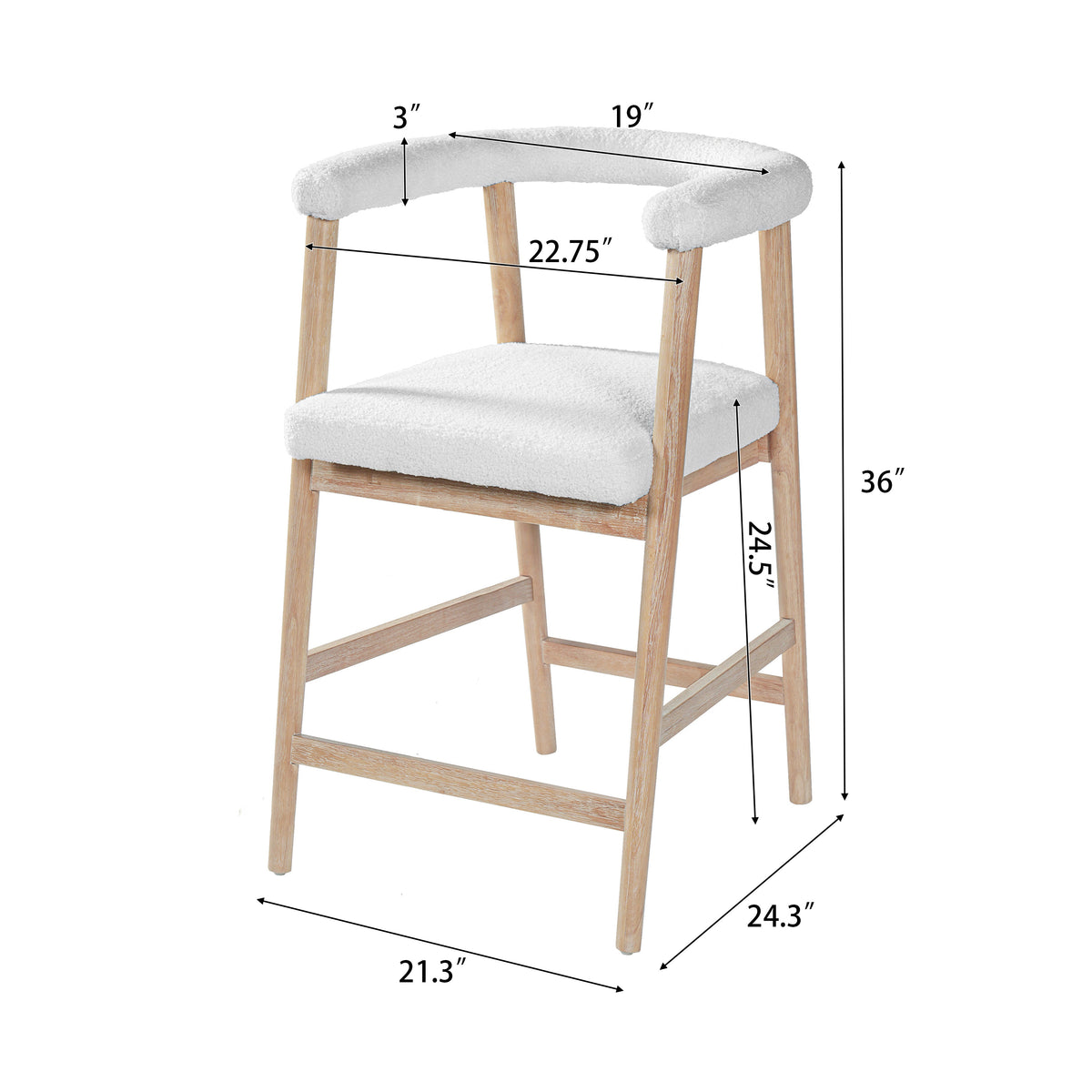 Natural 25" Seat Height Bar Stools with Back, Set of 2
