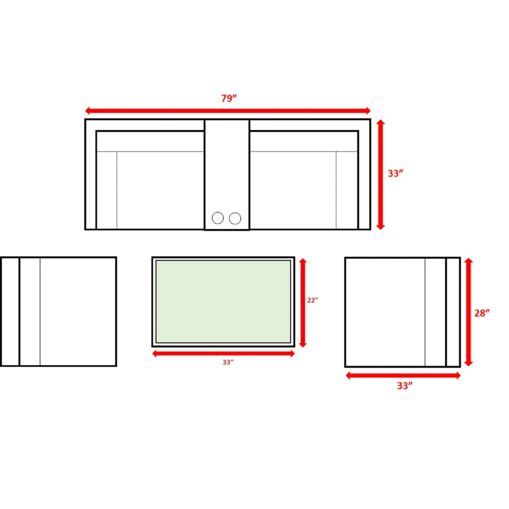 Modern Patio Rattan Sectional Set with Cushions - Multiple Colors