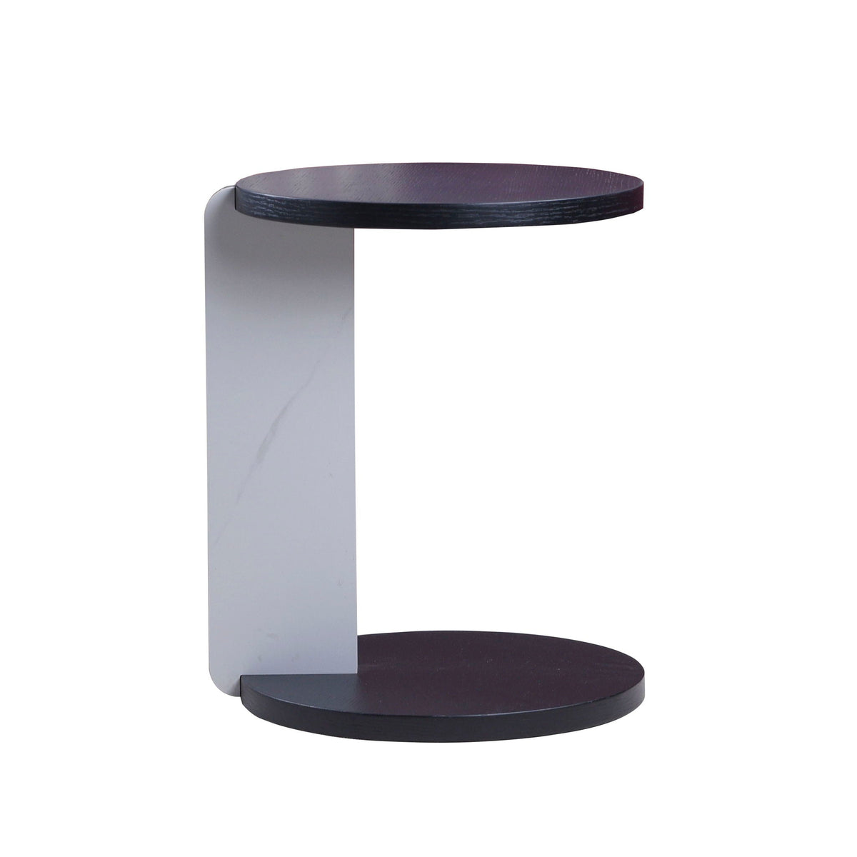 Round Coffee & End Table Set with Sintered Stone Legs - Black