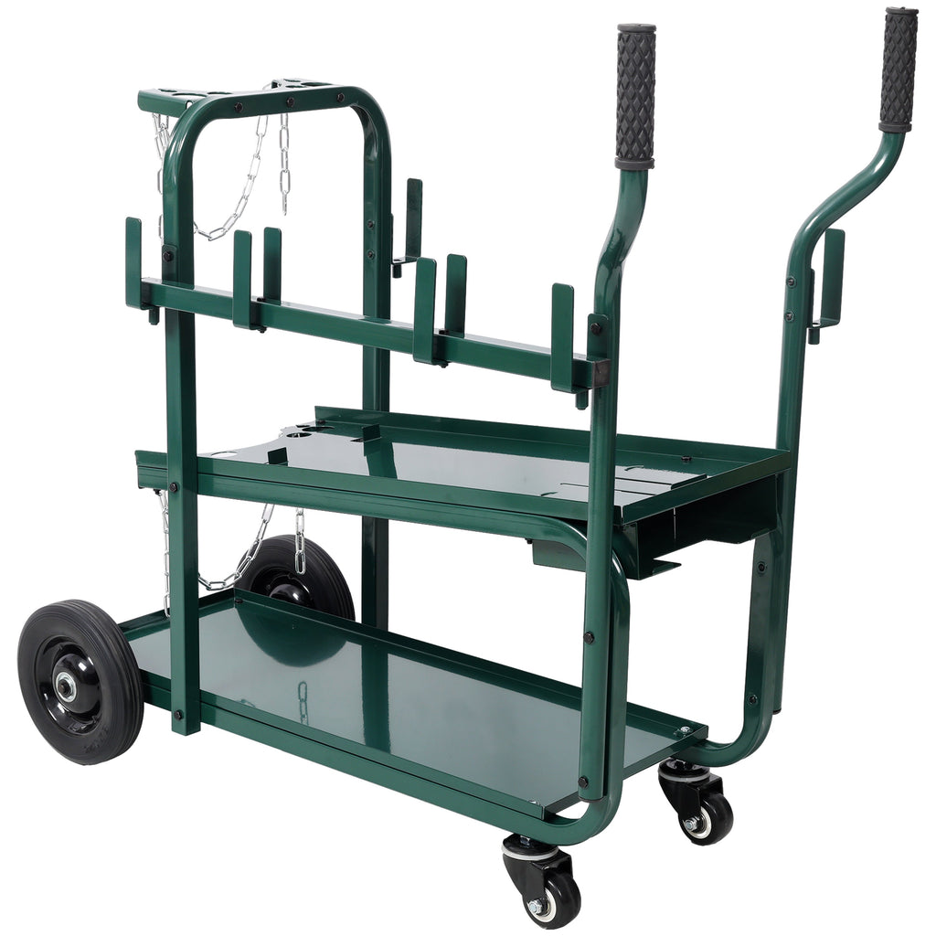 Heavy Duty 2-Tier Rolling Welding Cart with 330 lb Capacity - Steel