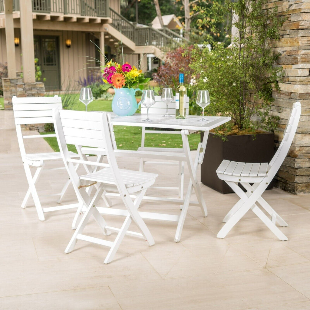 Positano Foldable Dining Set with Foldable Design - White or Dark Brown