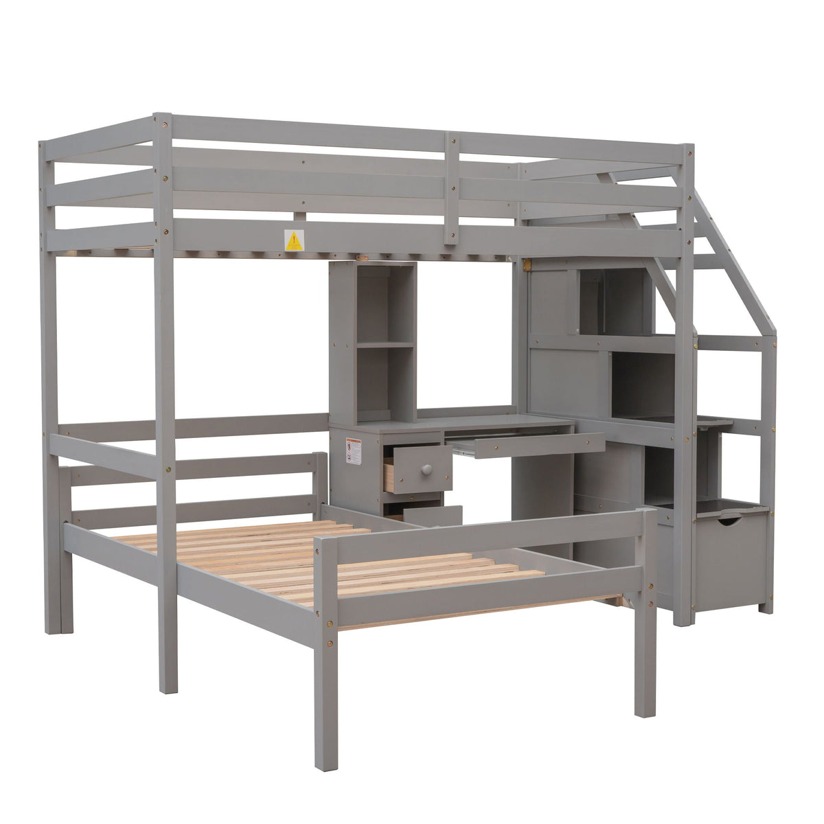 Storage Loft Bed with Stand Alone Bed and Desk - Twin Size