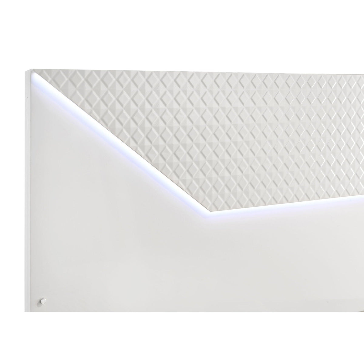 Pierce Panel Bed with LED Headboard - High Gloss Finish - White or Dark Gray