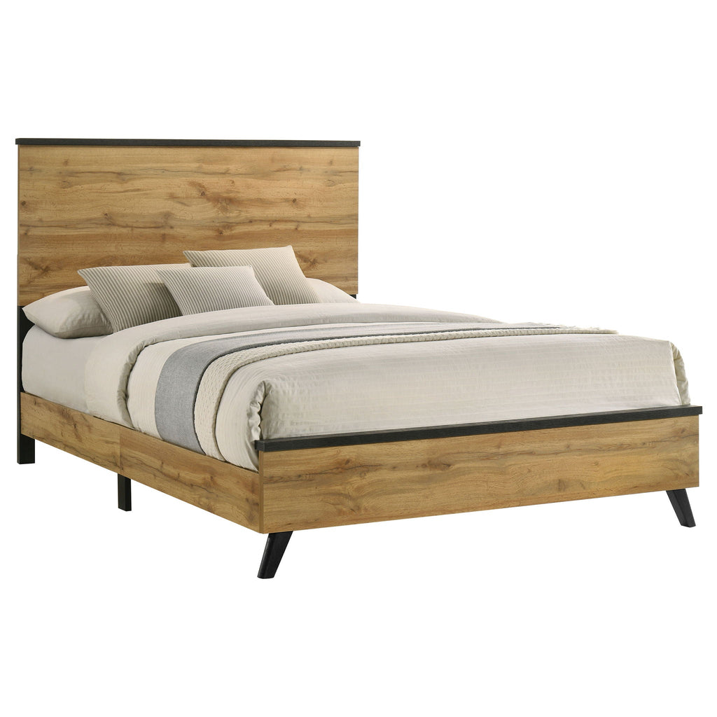 Natural Queen Panel Bed with 3D Paper Veneer - Fraser