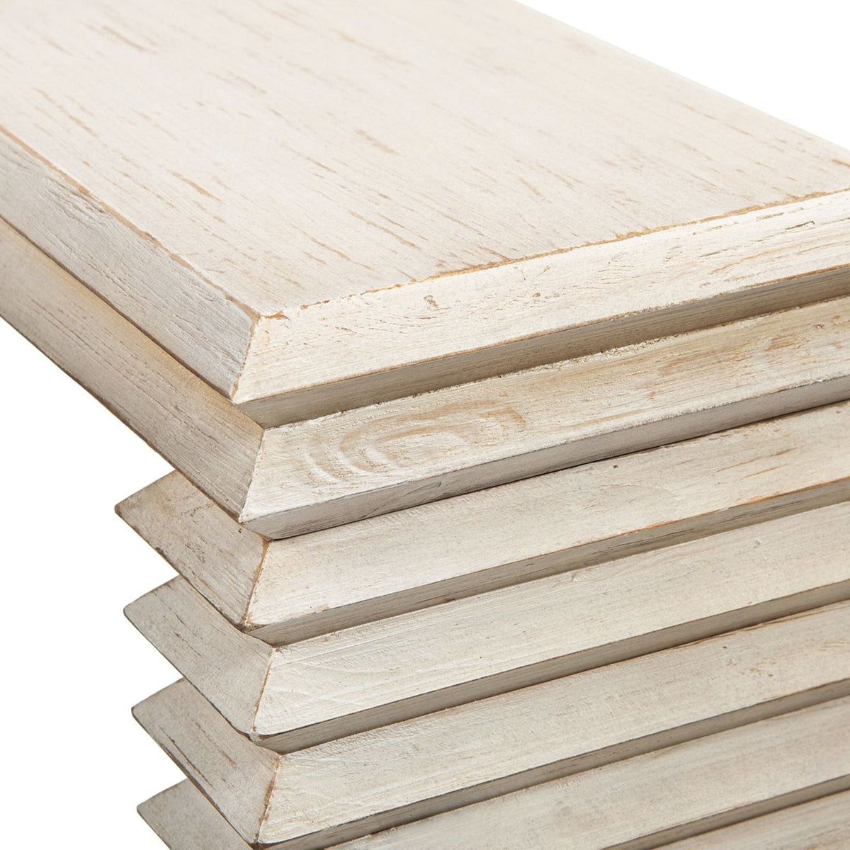 Geometric Waterfall Console Table with Solid Wood Construction - White or Light Brown
