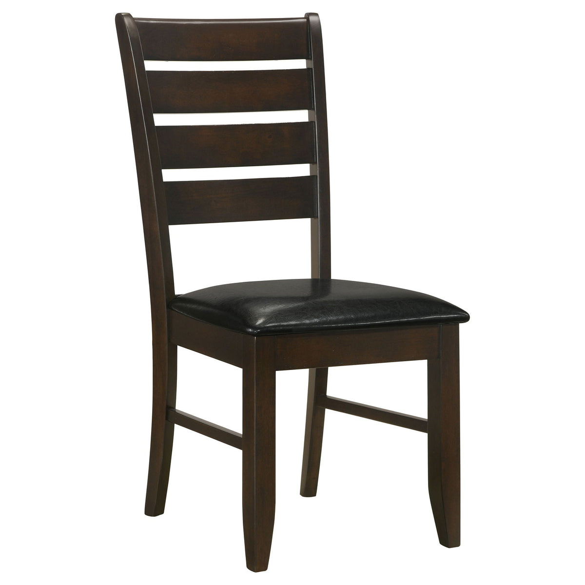 Padded Seat Dining Chairs with Tapered Slats - Set of 2, Dark Gray or Black