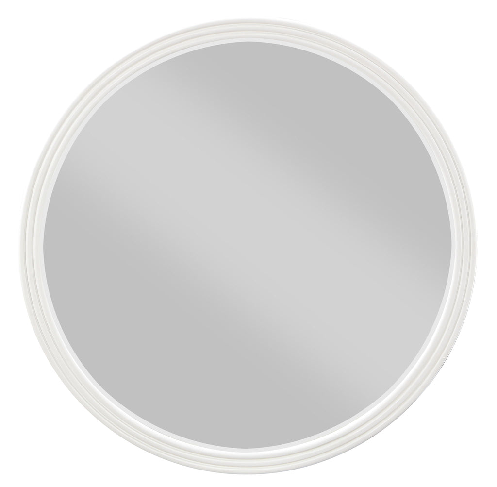 Carena Round Wall Mirror with Poplar Wood Frame - Gray