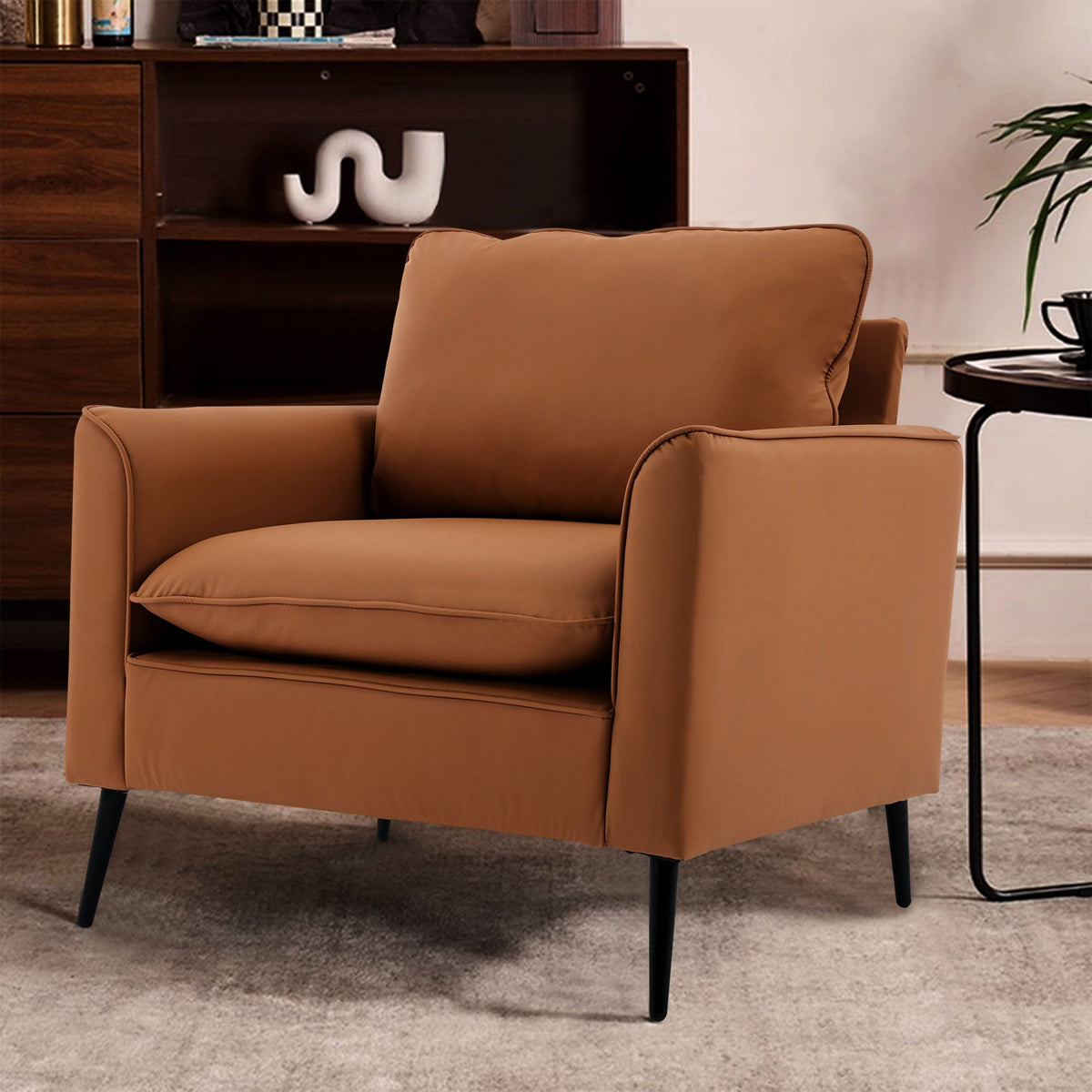 Nordic Retro Light Luxury Upholstered Sofa Chair Set of 2 with Cushions - Multiple Colors