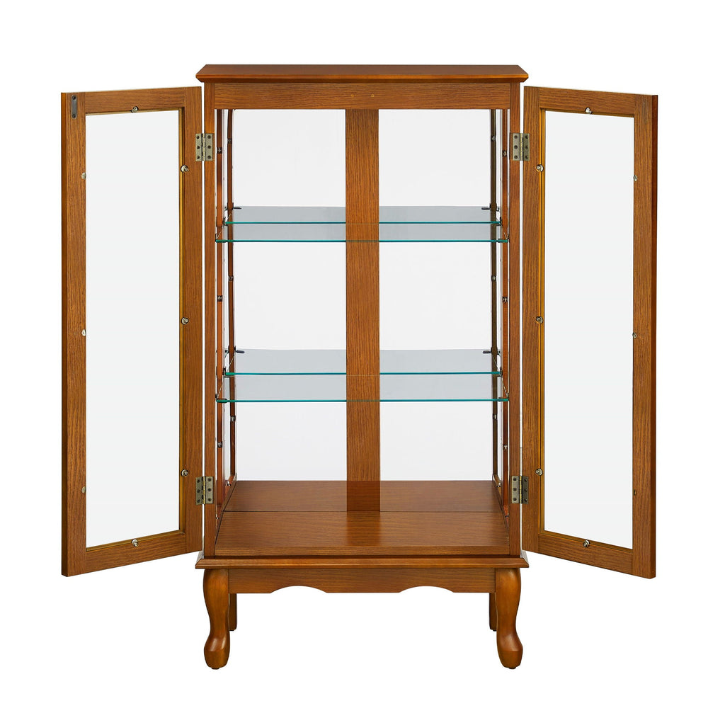 Lighted Curio Display Cabinet with Adjustable Shelves - Light Brown, Dark Brown, Dark Red