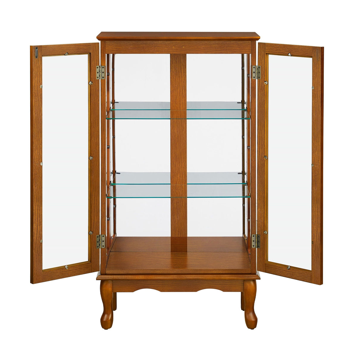 Lighted Curio Display Cabinet with Adjustable Shelves - Light Brown, Dark Brown, Dark Red