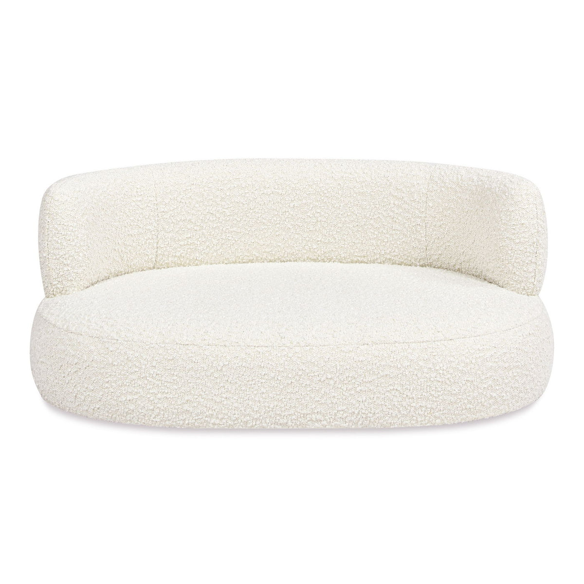 Ivory White Curved Dog Sofa Bed with Boucle Upholstery - Medium