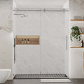 Frameless Sliding Shower Door with Tempered Glass - Brushed Nickel