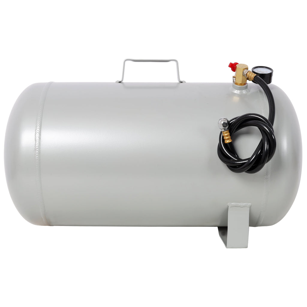 11 Gallon Aluminum Air Tank with Pressure Gauge and Hose - Metallic Aluminum