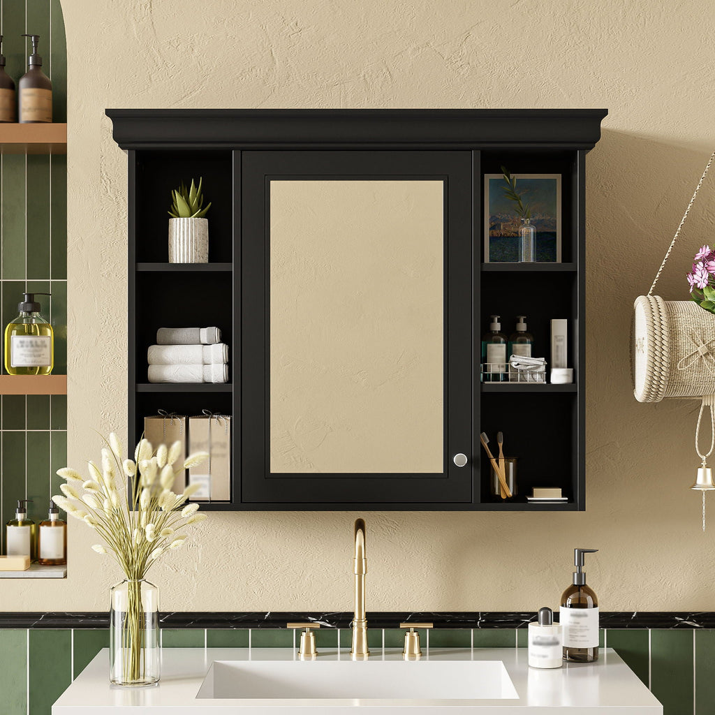 Wall Mounted Bathroom Storage Cabinet with Mirror Door - 35.5" Wide