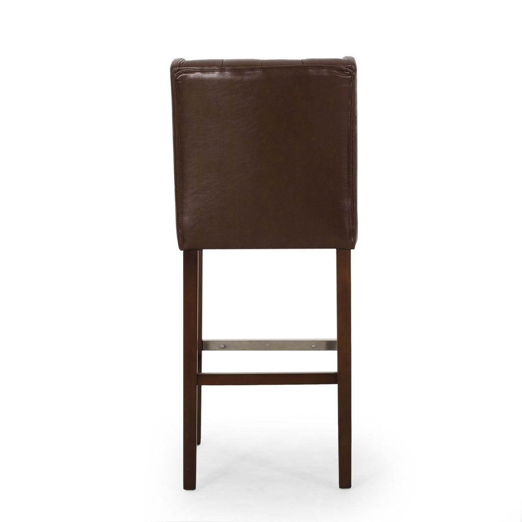 Upholstered Barstool with Button Tufted Wing Back - Multiple Colors