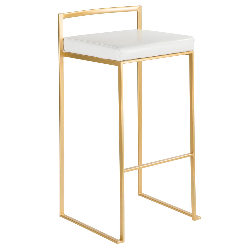 Contemporary Stackable Barstool Set with Upholstered Seat - Multiple Colors