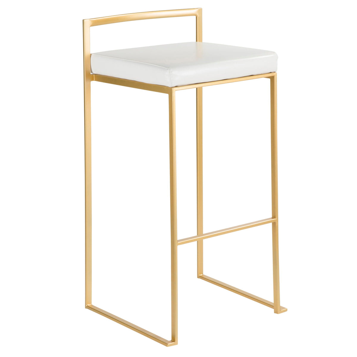 Contemporary Stackable Barstool Set with Upholstered Seat - Multiple Colors