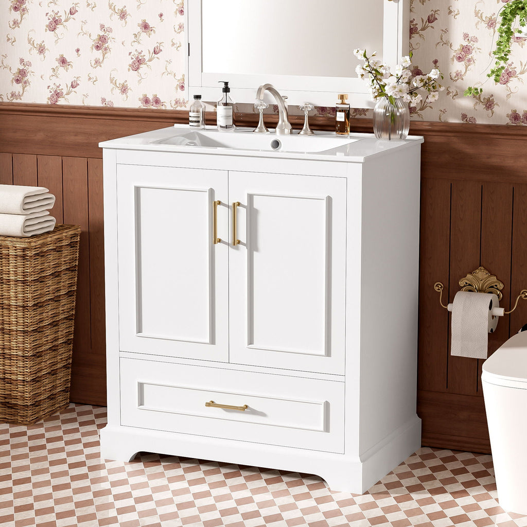Bathroom Vanity with Sink and Soft Close Doors - White, Black, Green, or Gray