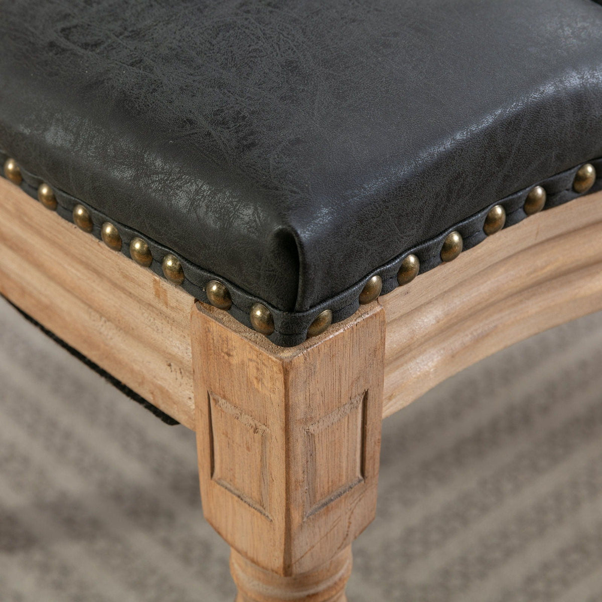 French Style Solid Wood Dining Chair with Nailhead Trim - Multiple Colors