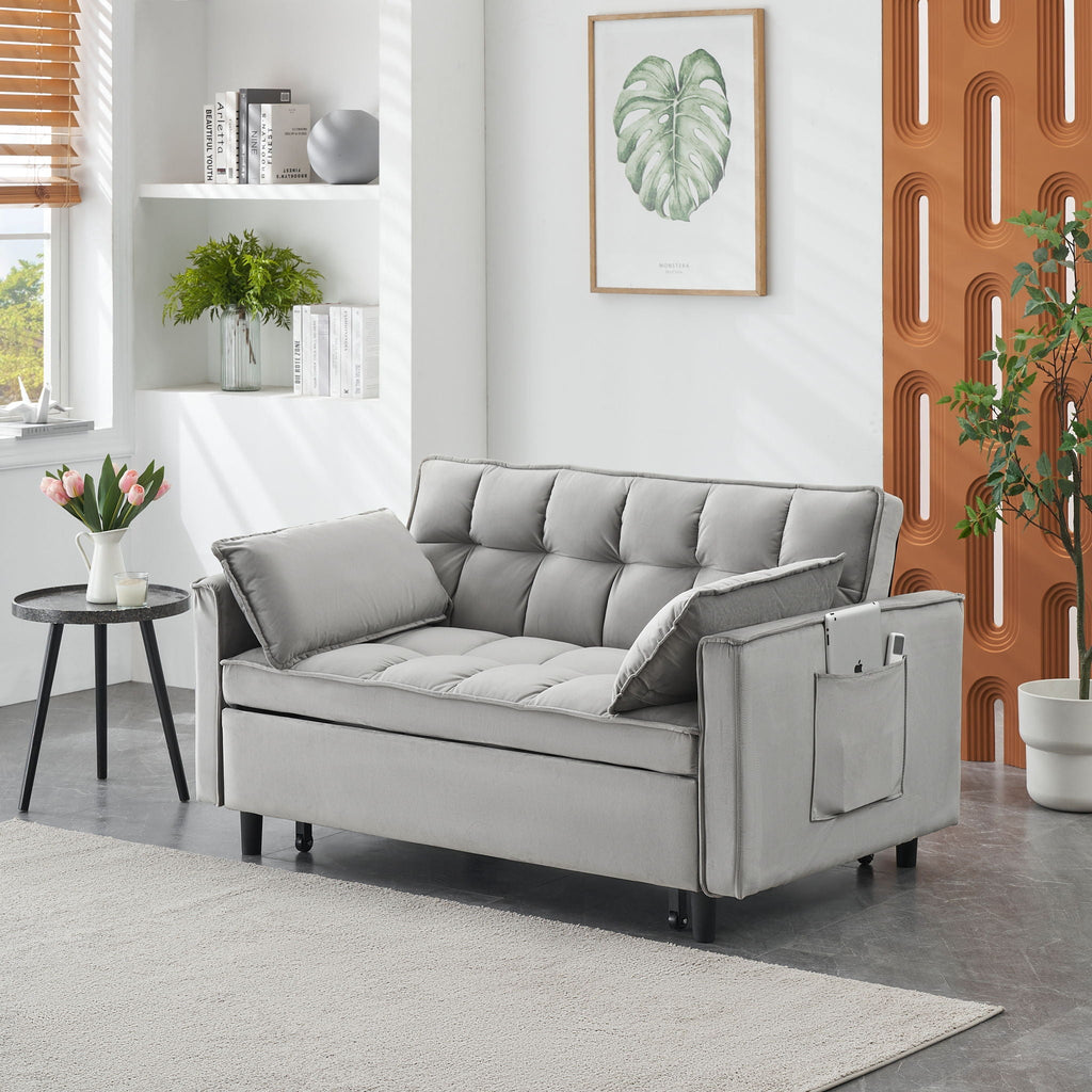 Convertible Velvet Sofa Bed with Storage Pockets - Multiple Colors