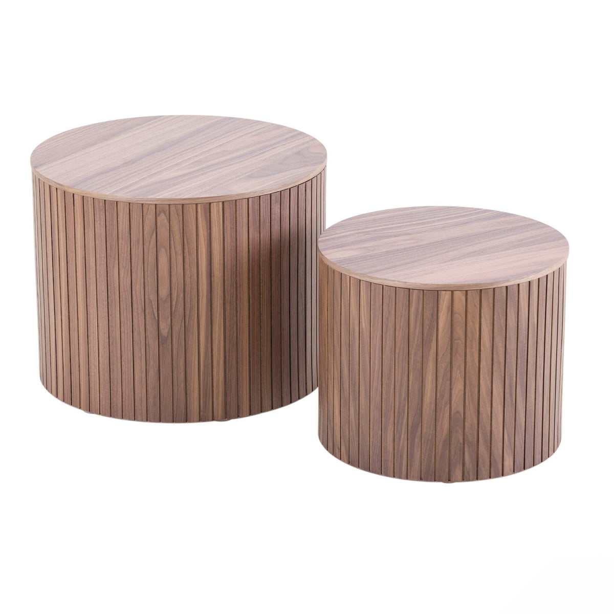Handcrafted Nested Table Set, 2 Pieces - Black, White, or Dark Brown