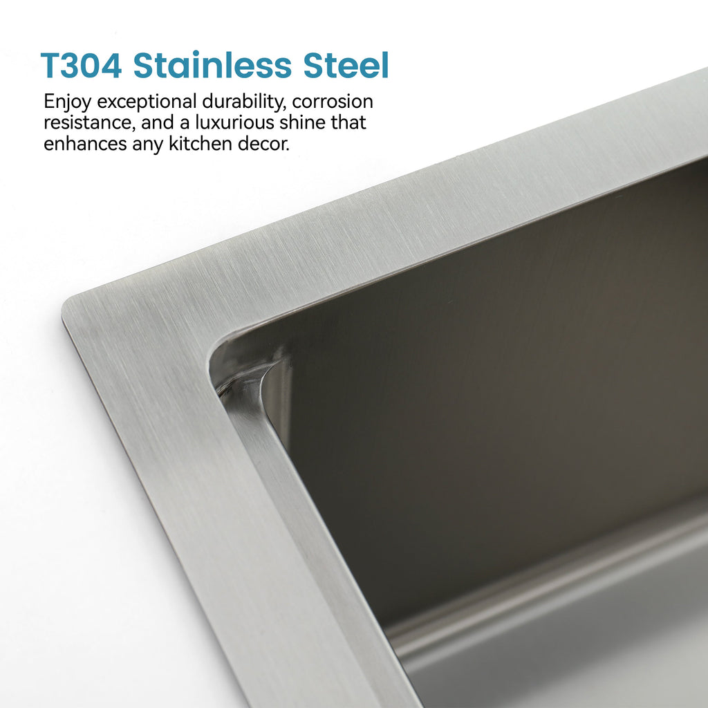 Stainless Steel Kitchen Sink with Single Bowl - Brushed Finish