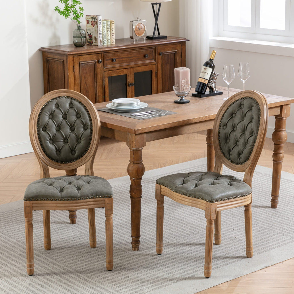 French Style Solid Wood Dining Chair with Nailhead Trim - Multiple Colors