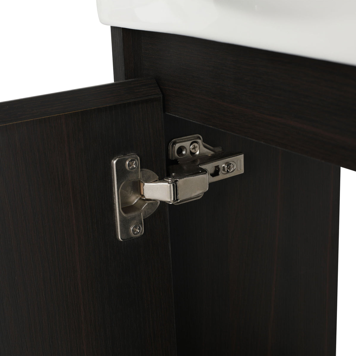 Modern Bathroom Vanity with Ceramic Basin and Storage Cabinet - Light Brown, Black, or White
