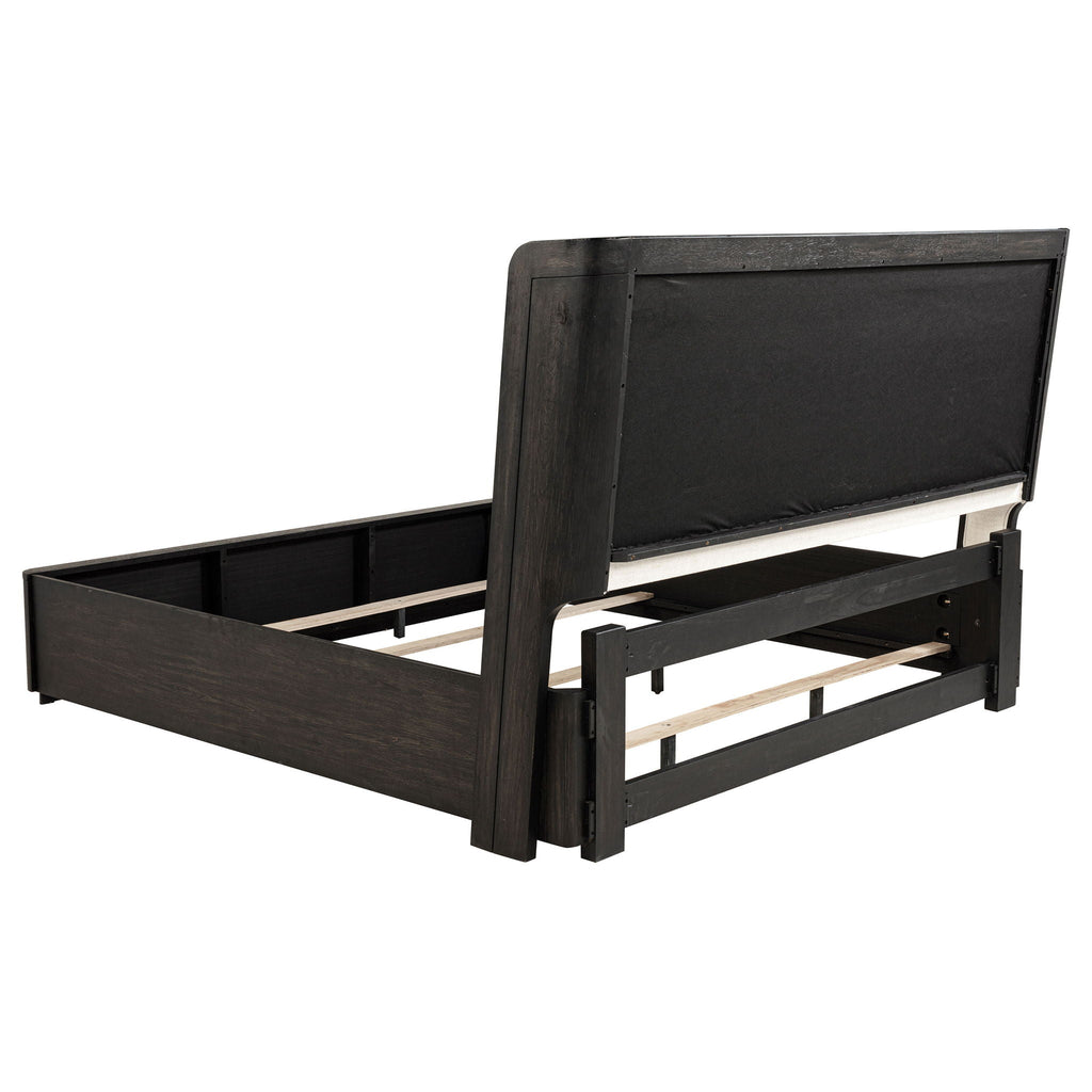Leandro 55-inch California King Wingback Bed Burnished Black