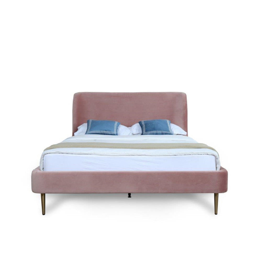 Heather Upholstered Bed with Curved Headboard - Multiple Colors