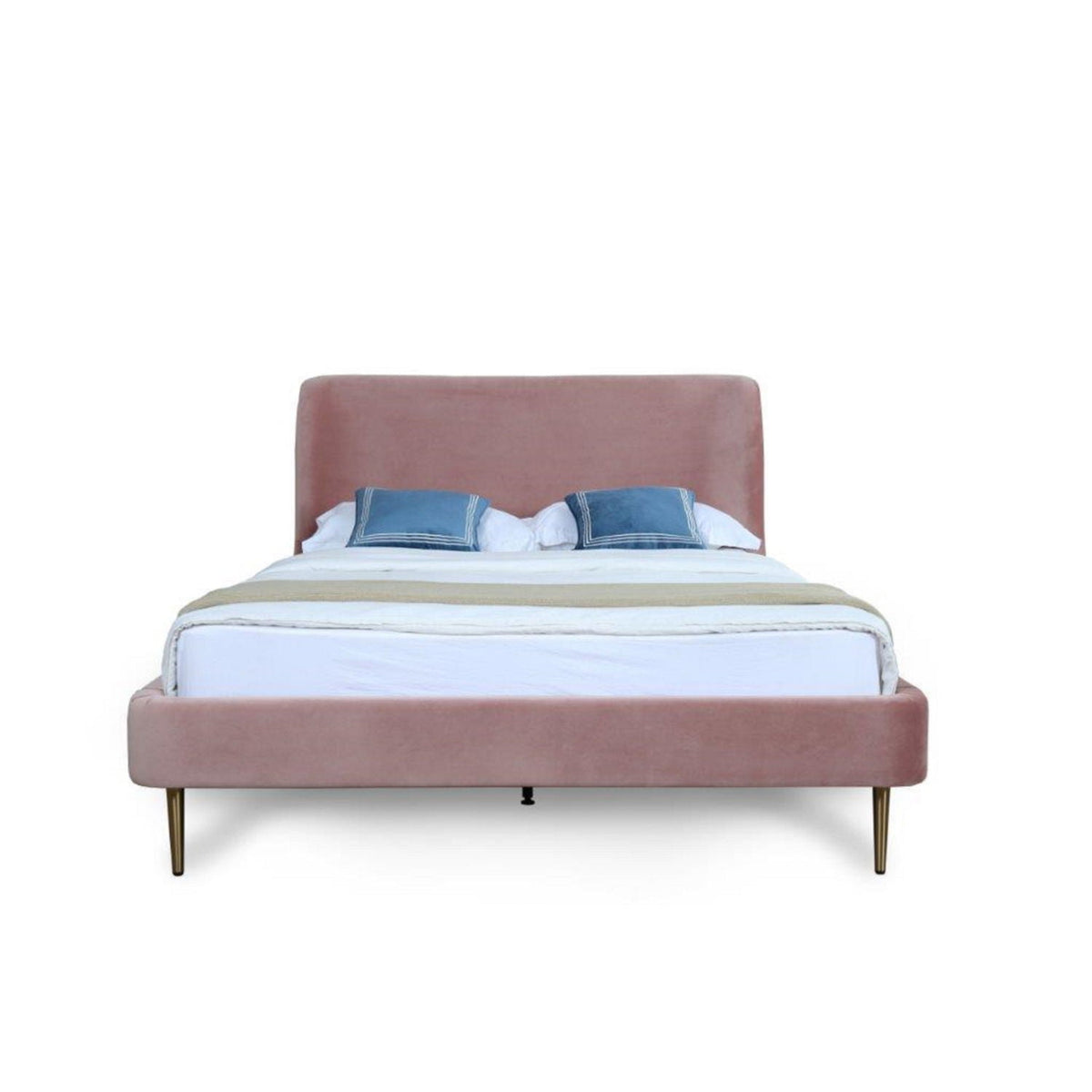 Heather Upholstered Bed with Curved Headboard - Multiple Colors