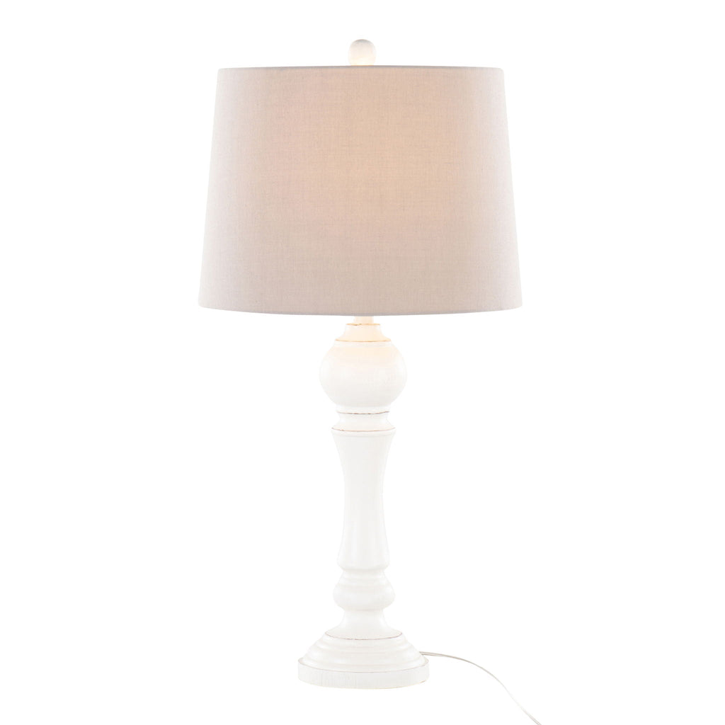 Farmhouse Poly Table Lamp Set with Spindle Base - Gray or White