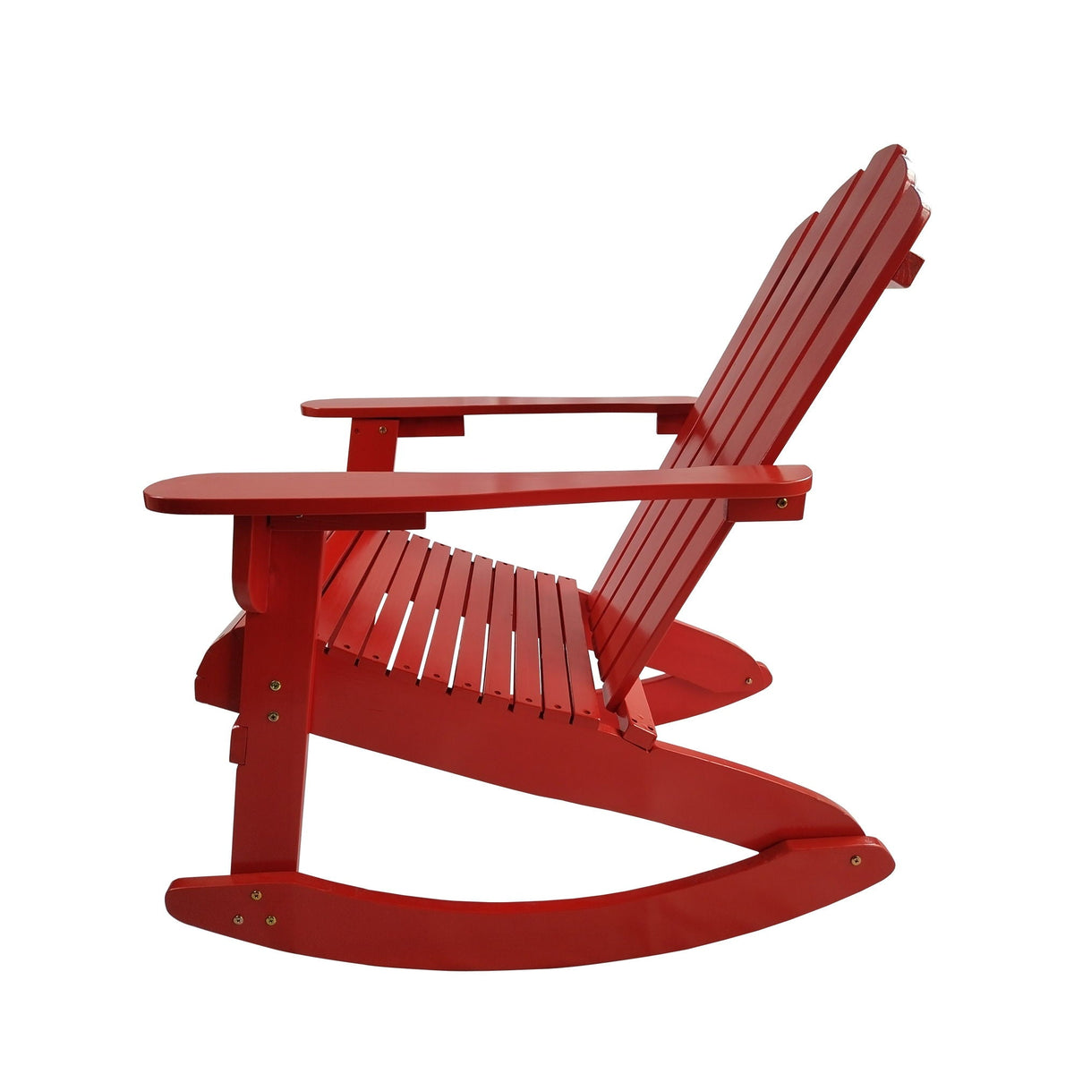 Reclining Outdoor Rocking Adirondack Chair with Populus Wood Construction - Red or Dark Gray