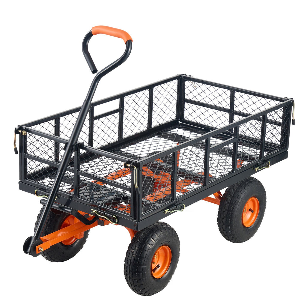Metal Garden Dump Cart with Convertible Handle - Iron