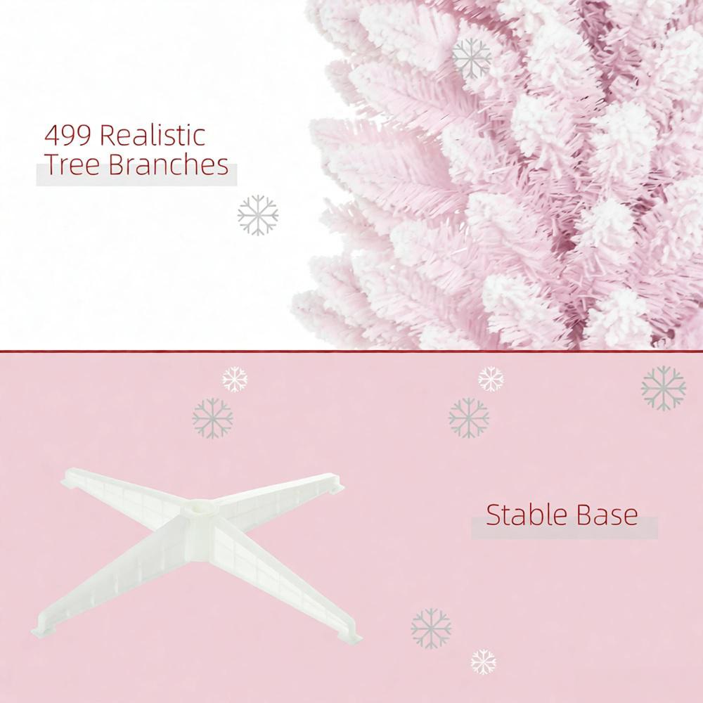 Snow Flocked Artificial Christmas Tree with Pencil Shape - White