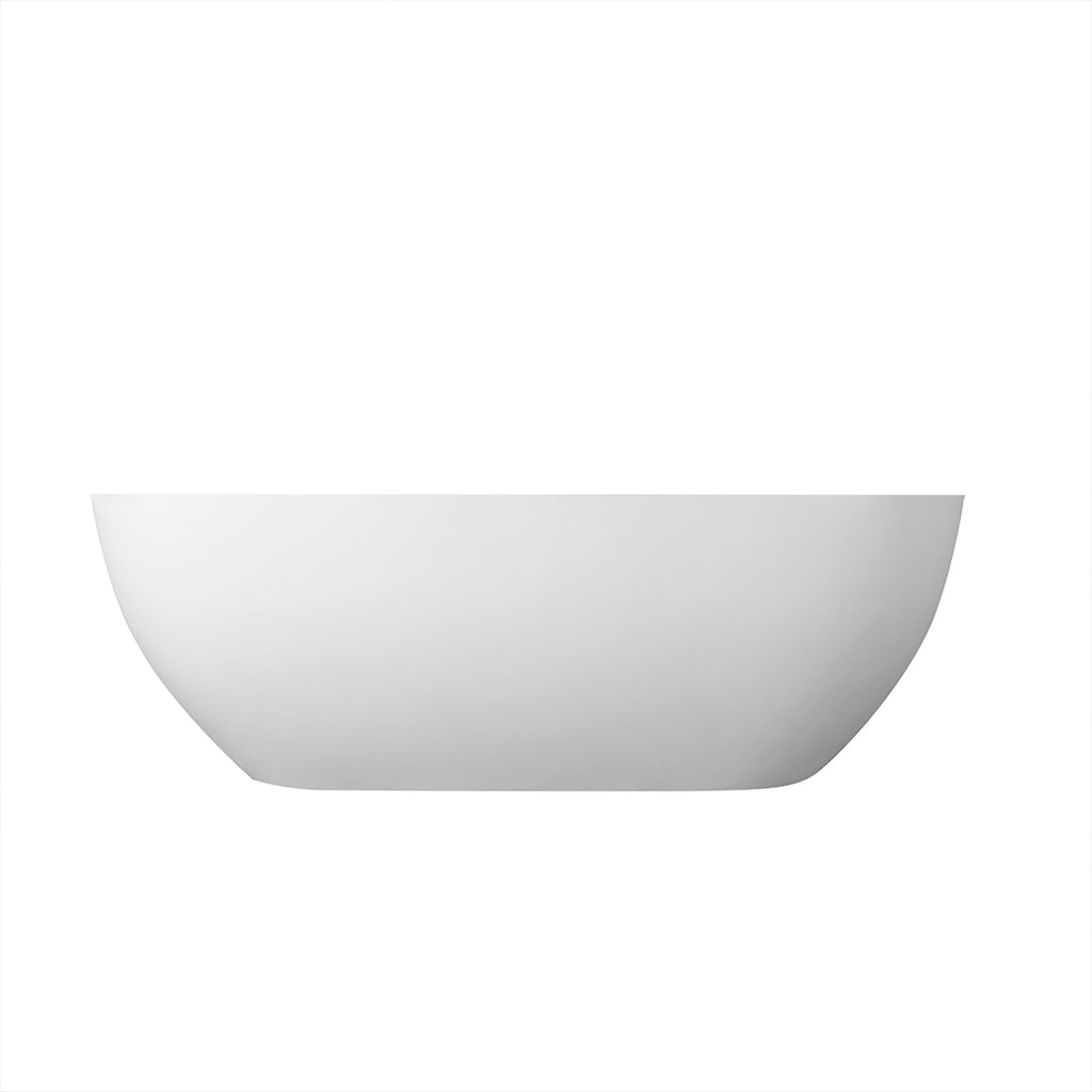Solid Surface Freestanding Soaking Bathtub with Ergonomic Design - Matte White
