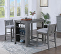 3 Piece Counter Height Dining Set with Storage Shelves - Gray or White