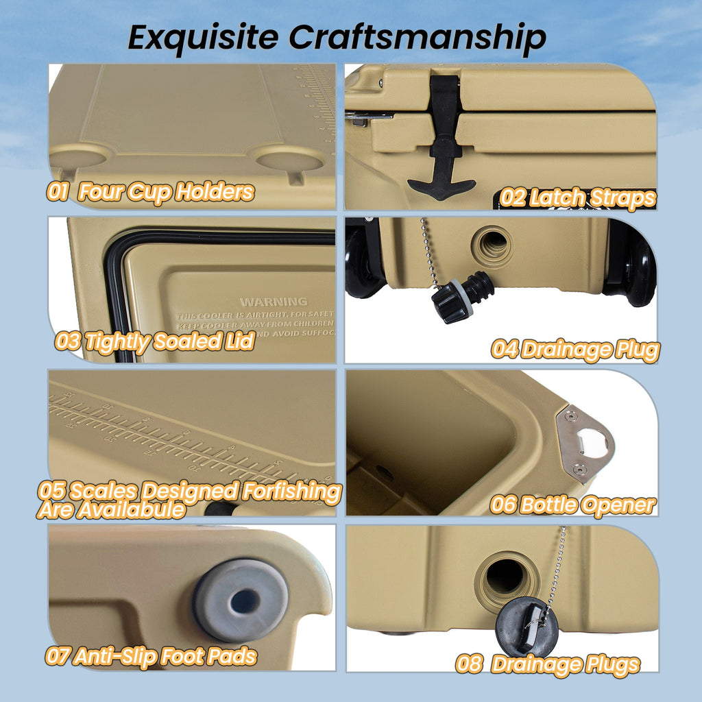 85 Quart Bear-Resistant Rotomolded Cooler with 6-Day Ice Retention - Khaki