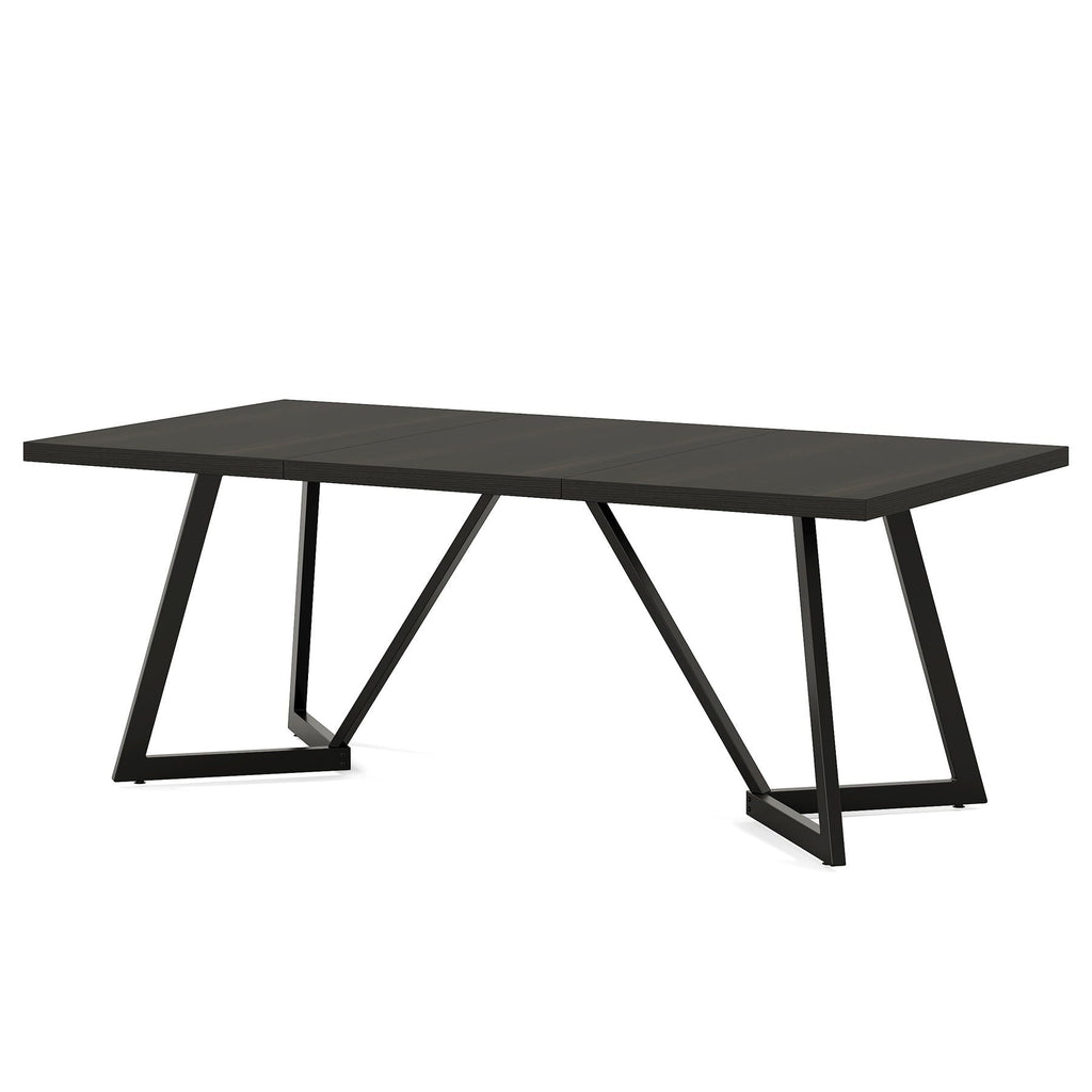 Rectangular Dining Table for 6-8 People with Durable Steel Frame - Black