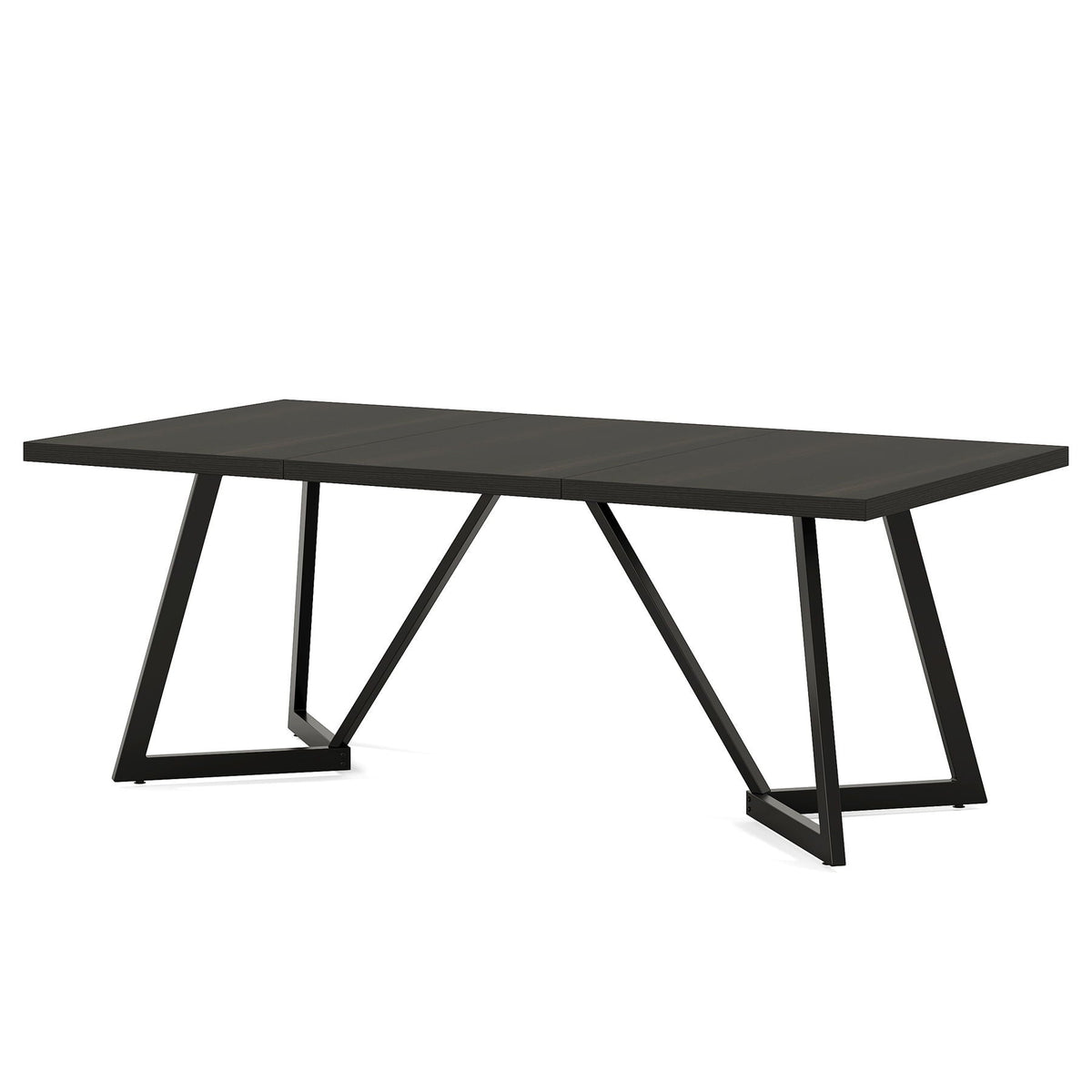 Rectangular Dining Table for 6-8 People with Durable Steel Frame - Black